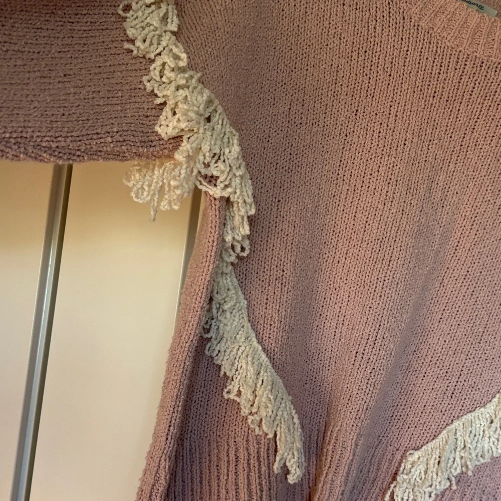 Madewell Montford Fringe Pink Pullover Sweater Size M - Picture 5 of 9